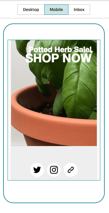 Example Of Mobile Preview For a Campaign Seen On The Right Side Of The Screen