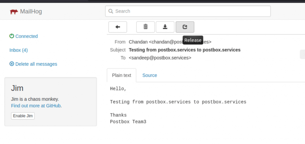 mailhog release email